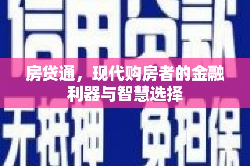双湖房贷通，现代购房者的金融利器与智慧选择